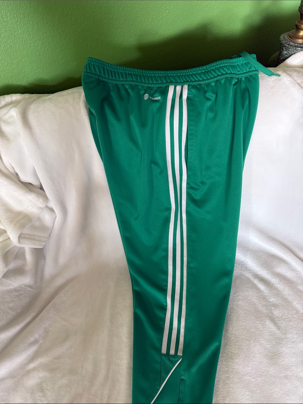 Adidas Green Joggers with White Side Stripes - Picture 4 of 5